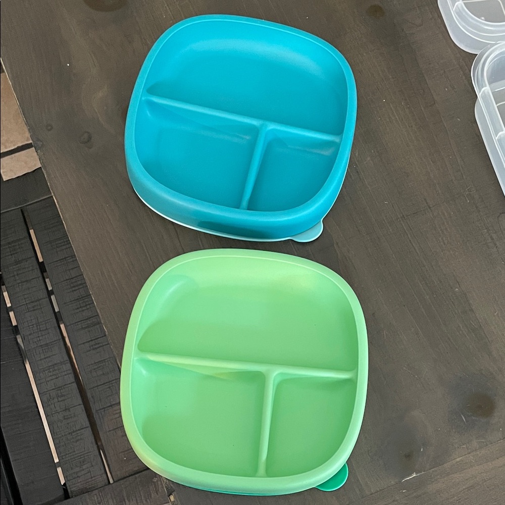 Kids Divided Plates Set - Blue and Green